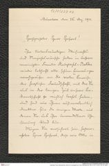 Nachlass Franz Steindachner, Brief von Hochgrashl an Franz Steindachner (26.12.1911), Inv.Nr. 227.02, Seite 1